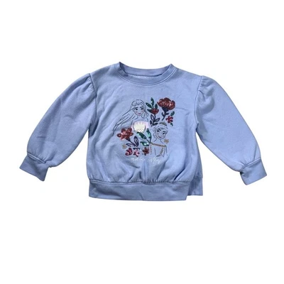Sudadera Disney Jumping Beans Frozen Elsa Anna Manga Abullonada en Azul Talla 4 Niña Foto 1 de 4
