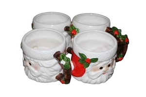 Fitz And Floyd Santa Tassen Vintage Santa Face Tassen 1976 4er Set - Bild 1 von 6