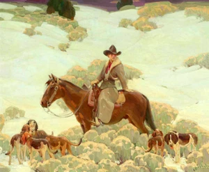 Cowboy on Horse with Hounds by William Herbert Dunton - Picture 1 of 1