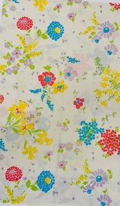 VTG 1970s Retro Flowers Bedding Pillowcase Q Dan River Dantrel Yellow Red Blue - Picture 1 of 24