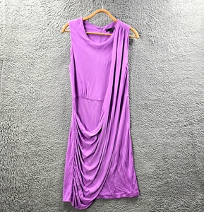 Saba Womens Pencil Dress Size 12 Purple Stretch Knit Sleeveless Drape Front - Picture 1 of 15