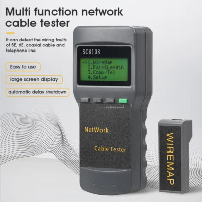 SC8108 Portable LCD Network Tester Meter LAN Phone Cable Tester LCD Display - Image 1 of 4