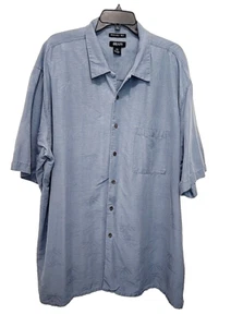 Camisa Bruno Lavable Seda Informal Abotonada Gris Repujado Palmeras Para Hombres XXXL - Imagen 1 de 7