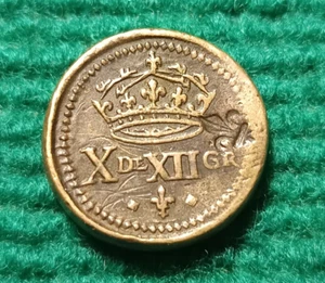 LOUIS III ♦ Poids Monétaire - 10 Deniers 12 Grains - DOUBLE LOUIS TTB - Imagen 1 de 2