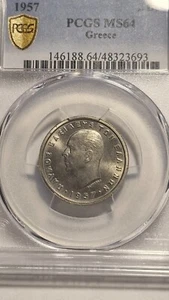 GREECE - 2 DRACHMAI 1957 PCGS MS 64 - Picture 1 of 2