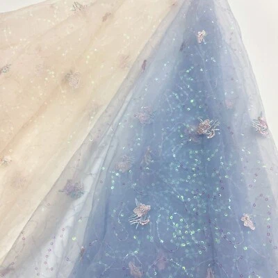 Pailletten Stickereien Mädchen Kleid Röcke Netz Kinder Bekleidung Stoff 1 M - Bild 1 von 4