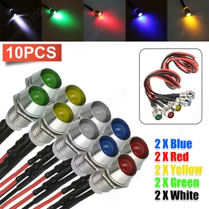 10 piezas 12V Panel LED Luces Indicadoras Lámpara Piloto Tablero Direccional Coche Camión Barco - Imagen 1 de 9