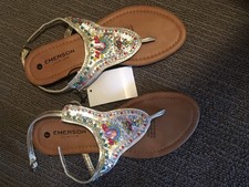 Girls Silver Beaded Sandles - Size 3 SNR  - BRAND NEW WITH TAGS!!!