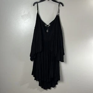 Pachamama Black Boho Cold Shoulder Mini Women's Dress Size M - Picture 1 of 7