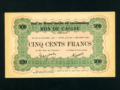 Luxembourg:P-33a,500 Francs,1914/1918 * Bon De Caisse * AUNC * - Image 1 of 2