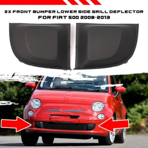 Pair Black Front Bumper Lower Side Grill Deflector For FIAT 500 2008-2013 - Picture 1 of 8