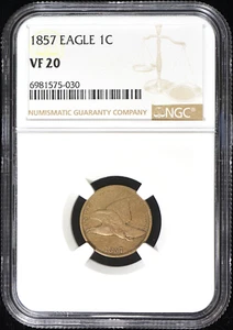 1857 NGC VF 20 U.S / United States Flying Eagle Cent 1c - Picture 1 of 2