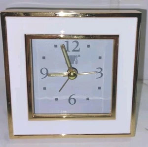 Gump's of San Francisco Alarm Clock Gold/ White Trim Analog Glow In Dark Hands - Picture 1 of 7