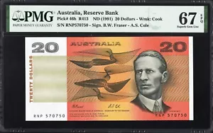 Australia 20 Dollars P46h R413 1991 Fraser Cole PMG67 Superb Gem UNC EPQ TOP POP - Bild 1 von 3
