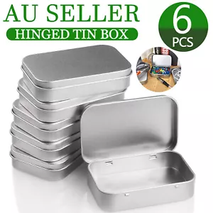 6Pcs Metal Hinged Tin Box Container Blank Portable Small Storage Container Case - Picture 1 of 12