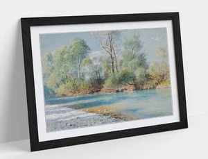 WILLIAM STANLEY HASELTINE, TRAUNSTEIN RIVER-FRAMED WALL ART POSTER PRINT 4 SIZES - Picture 1 of 10