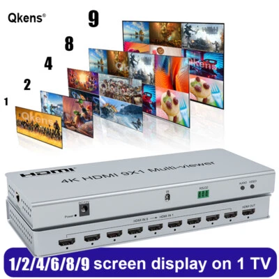 4K 9x1 HDMI Multiviewer Quad 2 4 6 8 9 Screen Splitter Seamless Switch Divider - Image 1 of 4