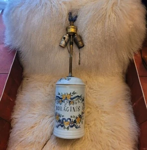 🌼💡VTG Apothecary Jar Pharmacy Drugstore Jar Lamp “Confect Boraginis”🌼💡 - Picture 1 of 24