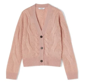 LK BENNETT Pink Mohair Blend Cardigan Cable Knit Size XS *GREAT COND* £250 - Picture 1 of 9