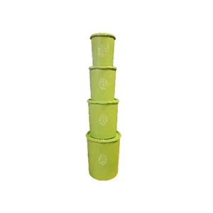 Vintage Tupperware Nesting Canister Set of 4 W/Lids Lime Apple Green Containers - Picture 1 of 7