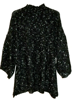 Damen Pullover 3/4 Arm Stehkragen C&A YESSICA Gr. XL  schwarz/weiss melliert - Bild 1 von 4