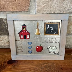 Handmade Copper Tin Punched Teacher Appreciate Signed Arts Crafts Framed ‘87 - Picture 1 of 11