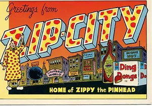 Zippy the Pinhead•Saludos - Ojalá estuvieras aquí•Bill Griffith 1984•POSTAL - Imagen 1 de 2