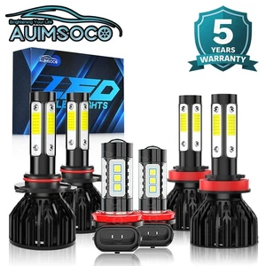 LED Headlight Bulbs Combo 9005 H11 Hi/Lo & H11 Fog 6Pcs 6000K 20000LM Kits - Picture 1 of 17