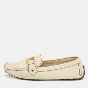 Louis Vuitton Cream Leather Oxford Loafers Size 40 - Picture 1 of 9