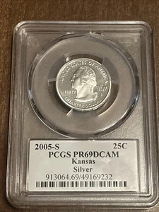 2005-S 25C State Quarter Kansas PCGS PR69 DCAM 90% Silver🔥🔥🔥🔥 - Picture 1 of 7