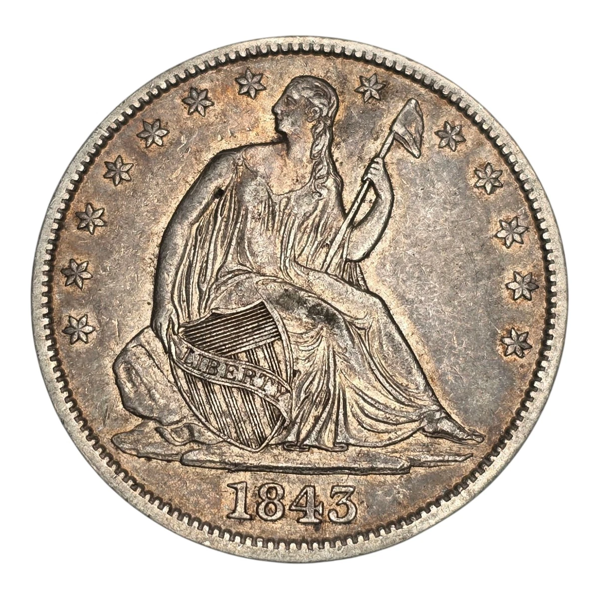 1843 年坐姿自由女神美国半美元银币(1839-1891) | eBay