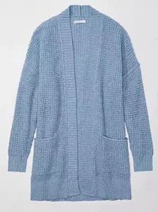 Womens American Eagle Oversized Blue Knit Open Front Cardigan Size S Small VGUC - Picture 1 of 9