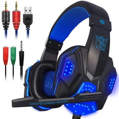 Gaming Headset with Mic and Light for Laptop Computer, Cellphone, PS4 and so ... - Image 1 of 4