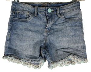 Studio V A Division Of Vigoss Girls Lace Trim Denim Shorts Size 10 Blue - Picture 1 of 8