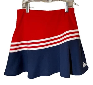 Girl’s Adidas Tennis Golf Skirt Skort Red Navy White Stripe Size L (14) - Picture 1 of 3