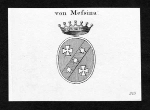 ca. 1820 Messina Wappen Adel coat of arms Kupferstich antique print heral 138486 - Bild 1 von 1