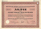 DEUTSCHE WERFT Hamburg hist Aktie 1942 HDW Schiffbau ThyssenKrupp marine systems