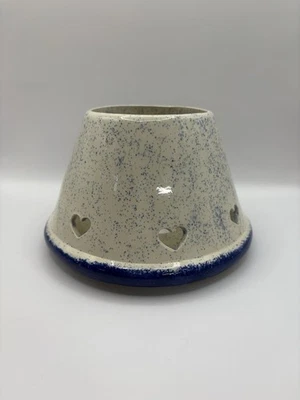 Tarro de corazón azul vintage de los 90 Country Cottage con sombra de vela Foto 1 de 2