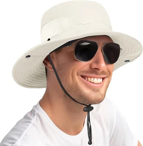Bucket Hats for Men Wide Brim Fishing Hat UV Protection Sun Hat Beach Hiking - Picture 1 of 12