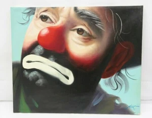 Clown Painting Rusty Rust EMMETT KELLY Oil Canvas 1982 1/250 24" x 20" Sad#5 - Picture 1 of 10