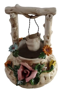 3D Wunschbrunnen mit Rosen Capodimonte Porzellan Bassand signiert 18 cm antik - Bild 1 von 19