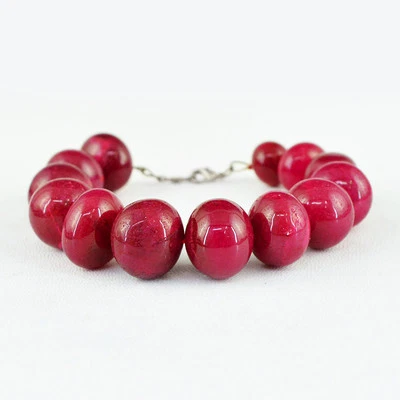546.00 CTS EARTH MINED ENHANCED RUBY ROUND SHAPE BEADS BRACELET - HAND MADE - Image 1 of 2
