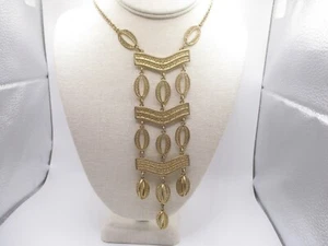 Stella & Dot Kimberly lariat bib necklace 24" signed gold tone 0005 - Picture 1 of 5