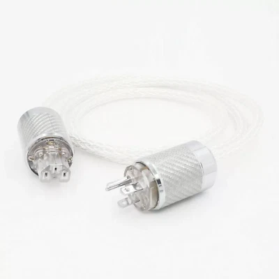 HiFi OCC Silver Plated Audio Power Cable 16 Strands US EU Schuko AC Supply Wires - Image 1 of 4