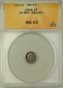 1906 Great Britain Maundy Silver Penny Coin ANACS MS 63 - Picture 1 of 2