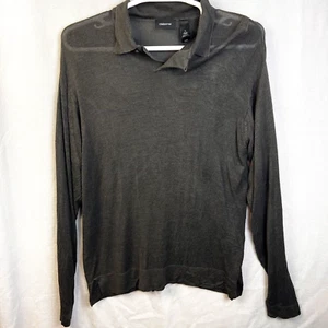 Claibourne Silk Sweater Men's XL Dark Gray Collared Lightweight Work Minimalist - Picture 1 of 5