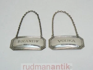 2 FLASCHENANHÄNGER STERLING SILBER 925 BRANDY und VODKA - Birmingham 1992/93 - Bild 1 von 1