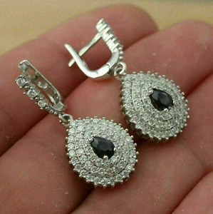 2Ct Lab Created Pear Cluster Diamond Halo Drop/Dangle Earrings 14k Gold Plated - Picture 1 of 5