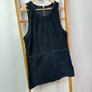 Glassons Corduroy Mini Dress Womens 8 Black Sleeveless Pockets - Picture 1 of 8