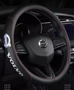 15" PU Leather+Carbon fiber Steering Wheel Cover For 1944-2024 Volvo All Cars - Picture 1 of 9